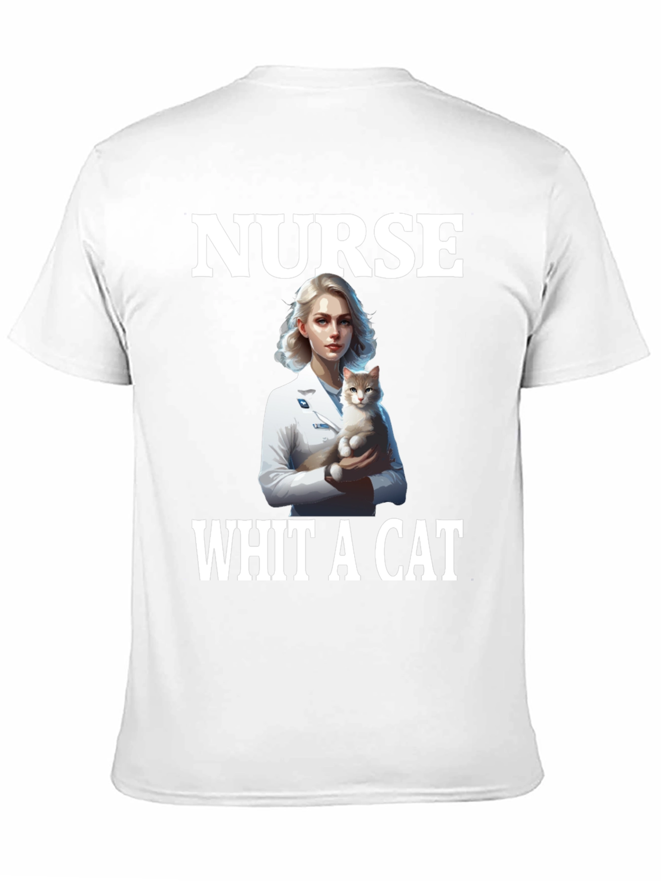 Nurse With a Cat T-Shirt Black Tee