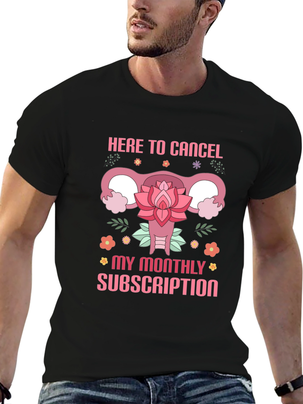 Here to Cancel Monthly Subscription Funny Uterus T-Shirt