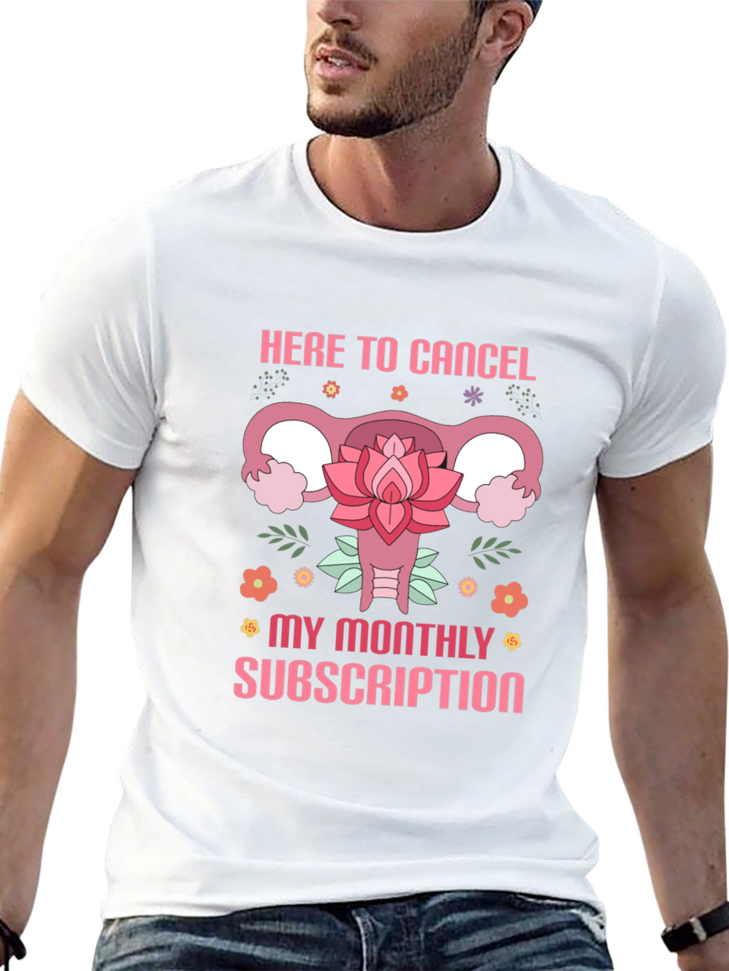Here to Cancel Monthly Subscription Funny Uterus T-Shirt