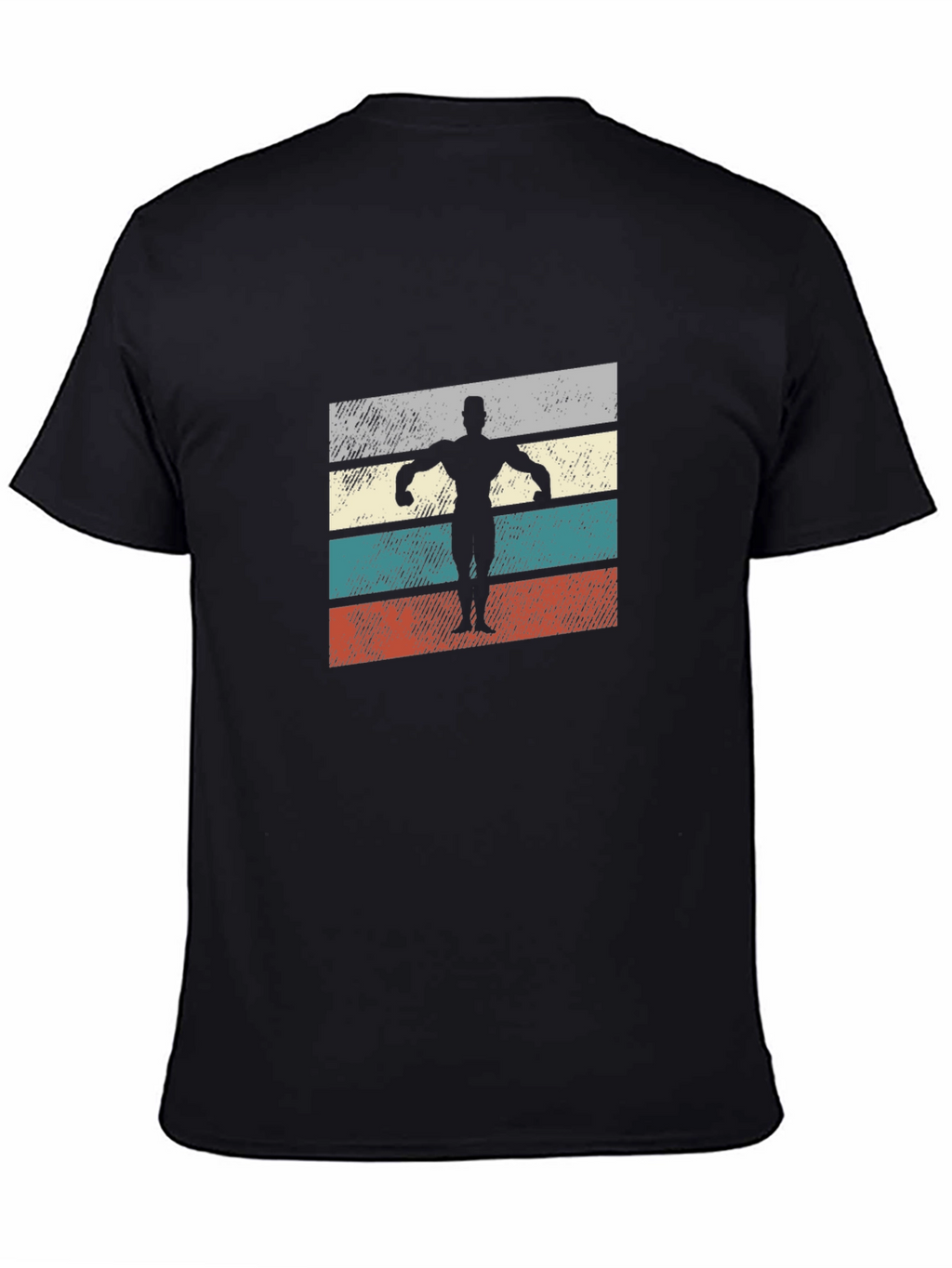 Retro Bodybuilder Graphic Tee - Black Cotton Shirt