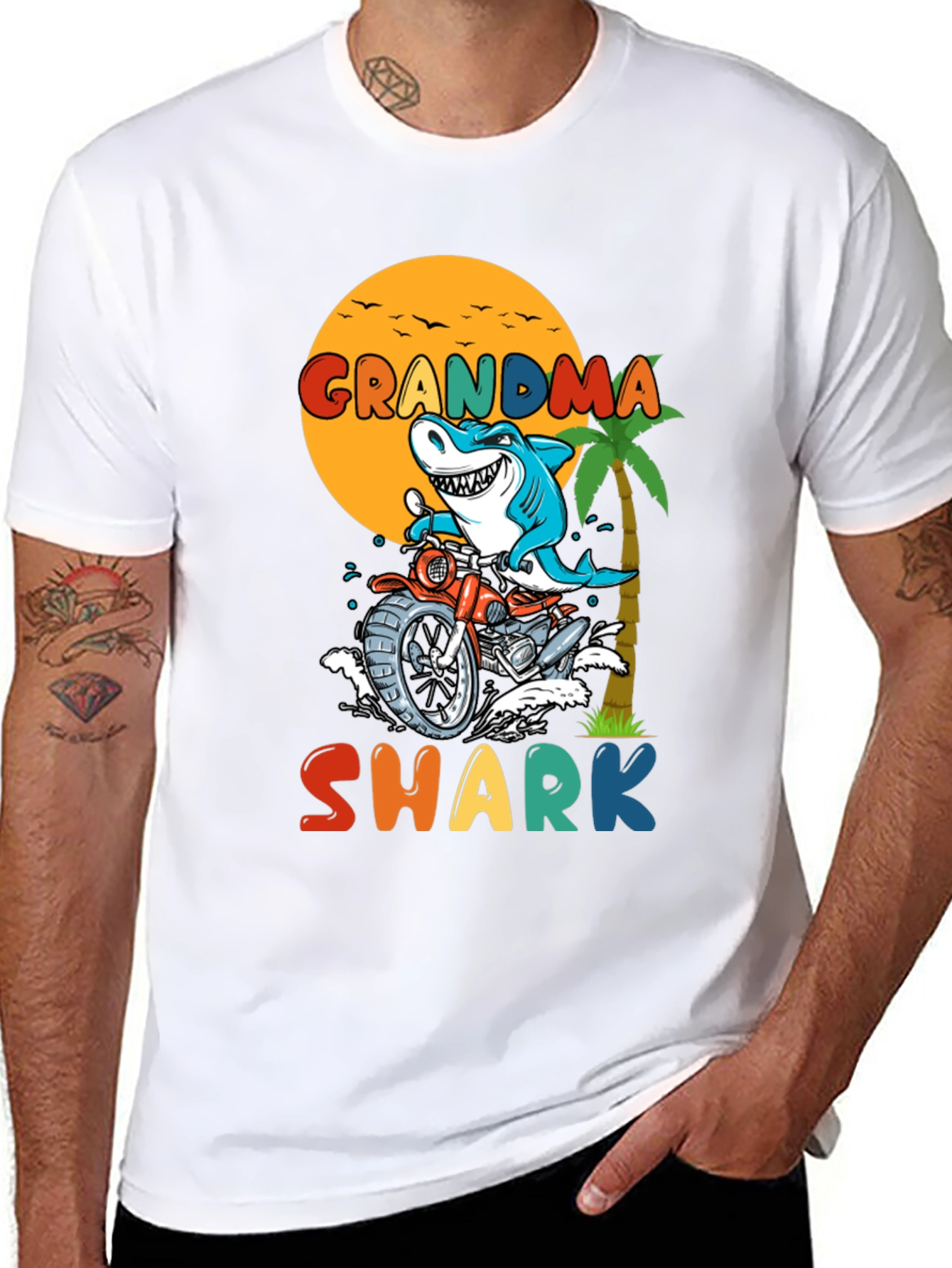 Grandma Shark Motorcycle T-Shirt