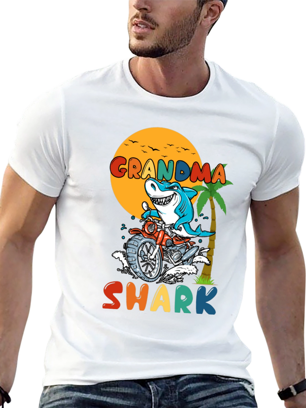 Grandma Shark Motorcycle T-Shirt