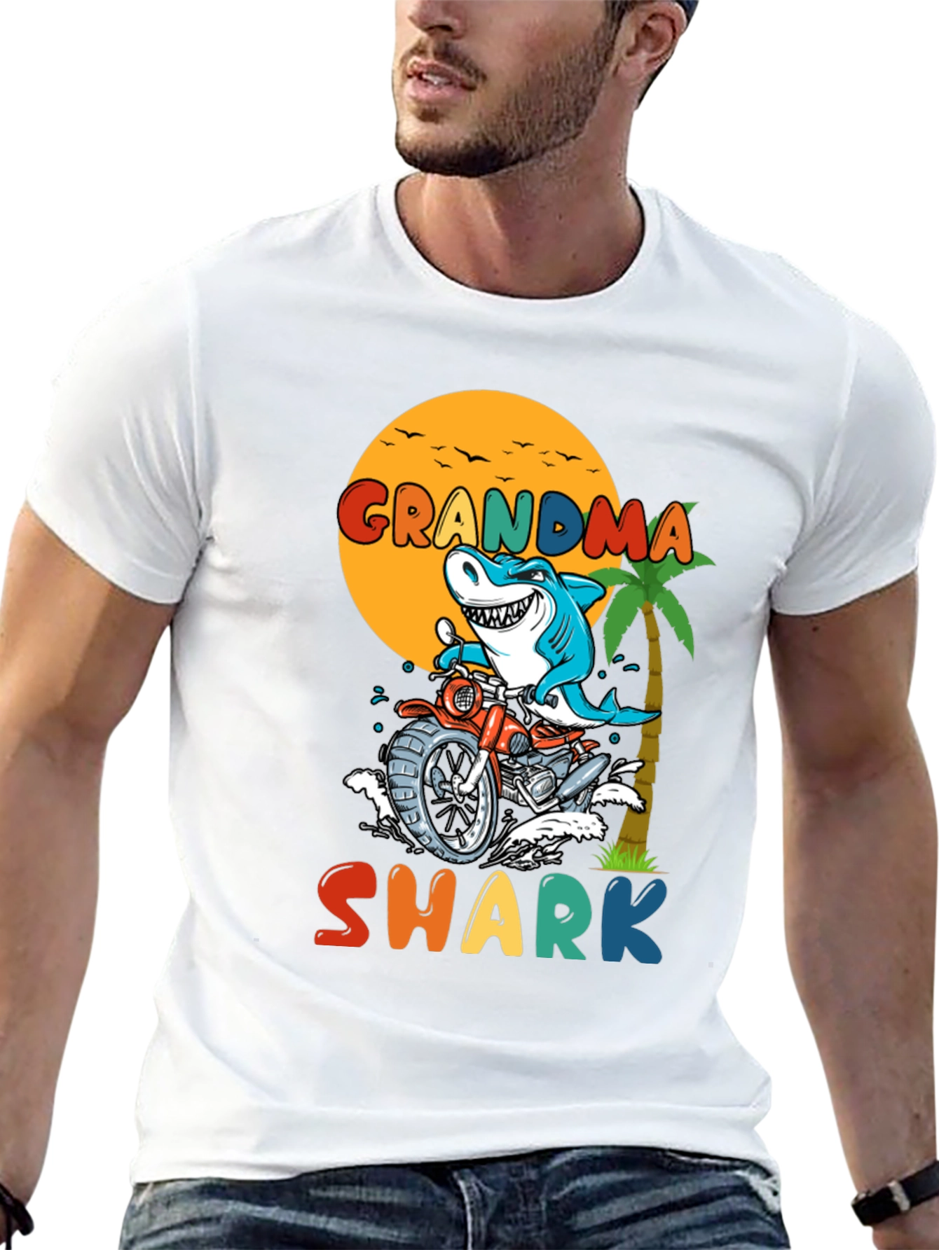 Grandma Shark Motorcycle T-Shirt