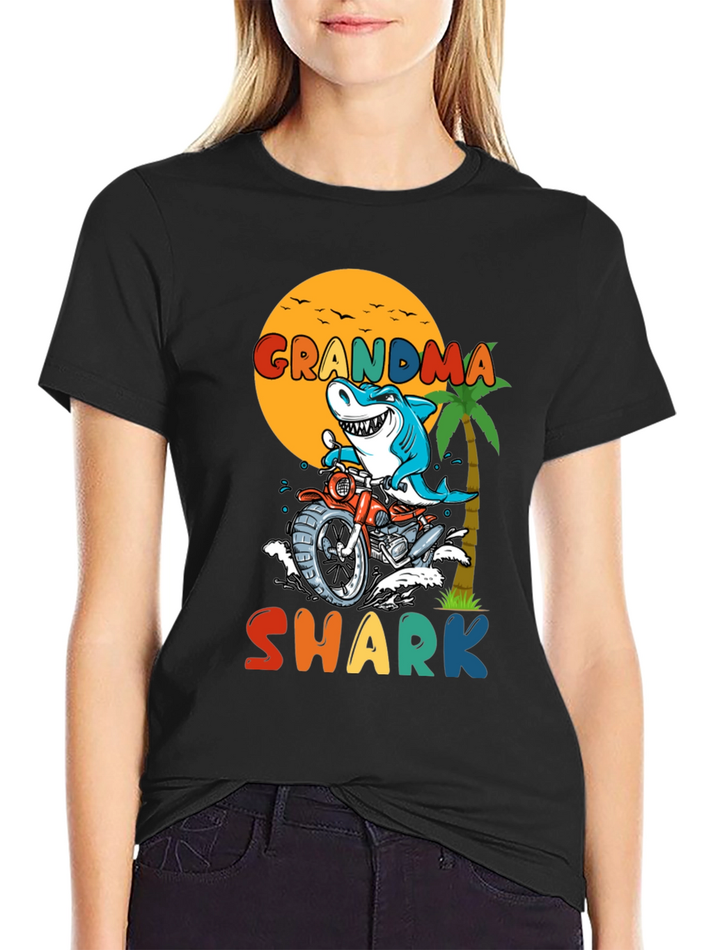 Grandma Shark Motorcycle T-Shirt