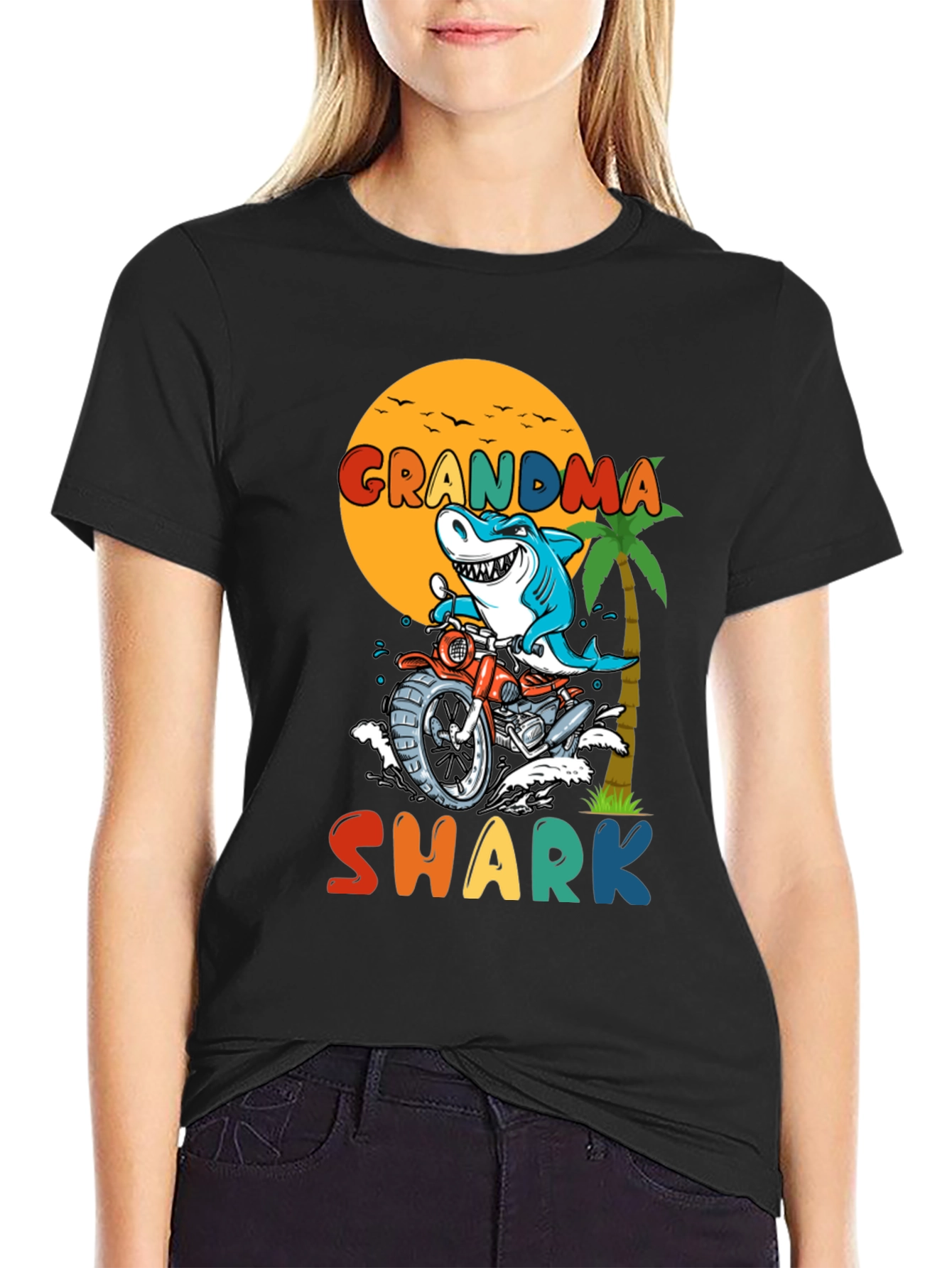 Grandma Shark Motorcycle T-Shirt