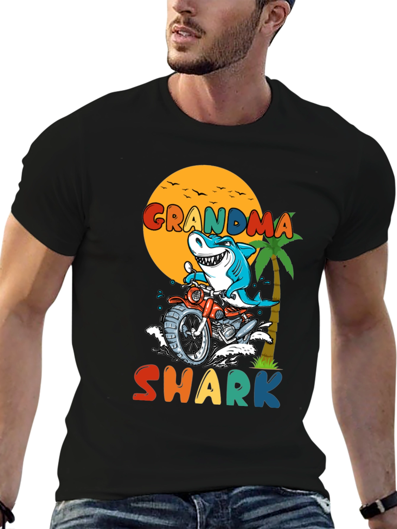 Grandma Shark Motorcycle T-Shirt