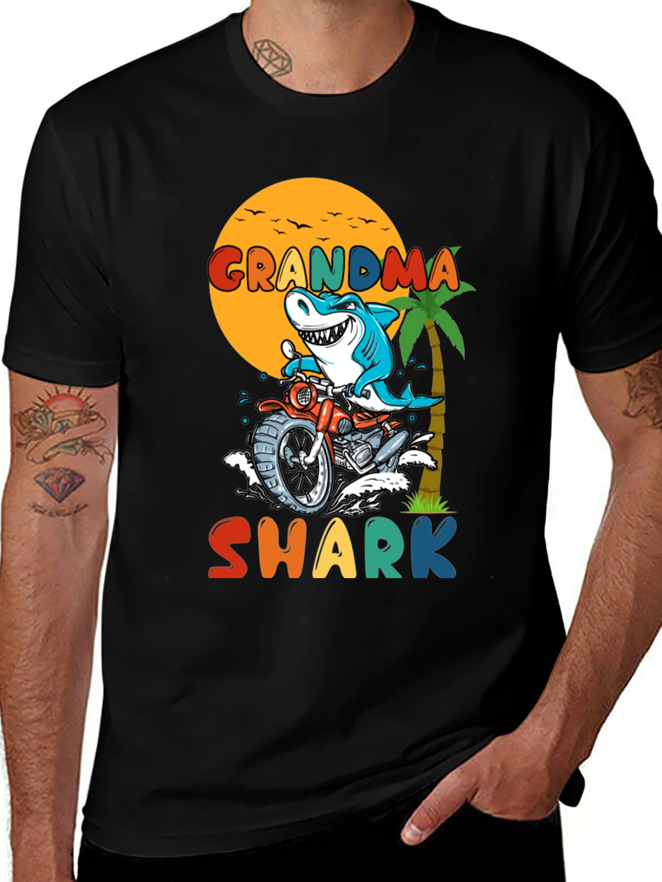 Grandma Shark Motorcycle T-Shirt