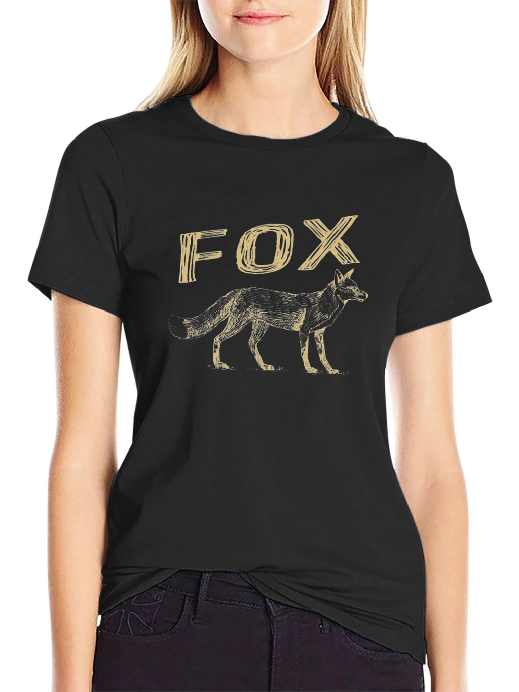 Cool Fox Graphic Print Black T-Shirt