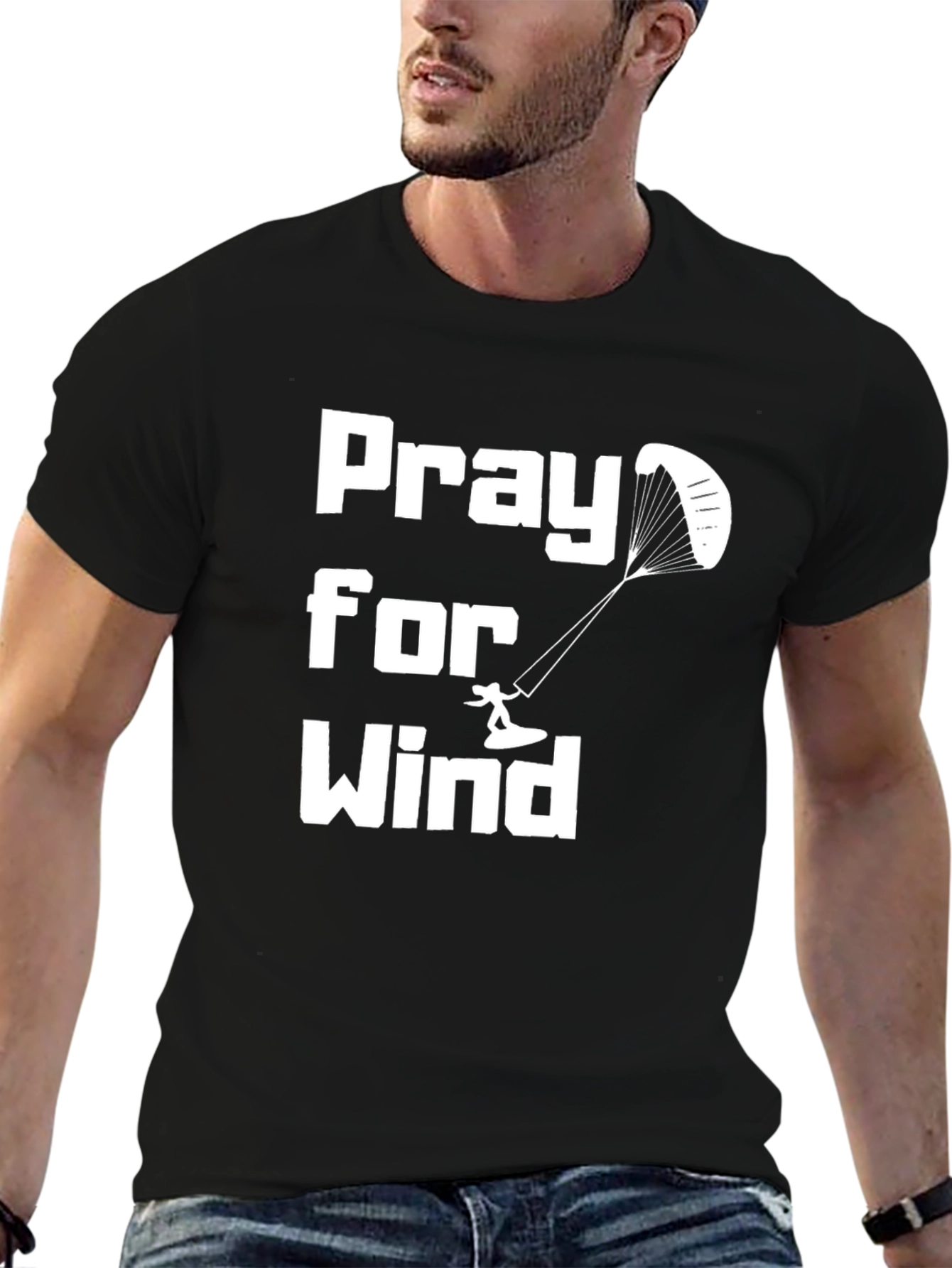 Pray for Wind Kitesurfing Black Tee