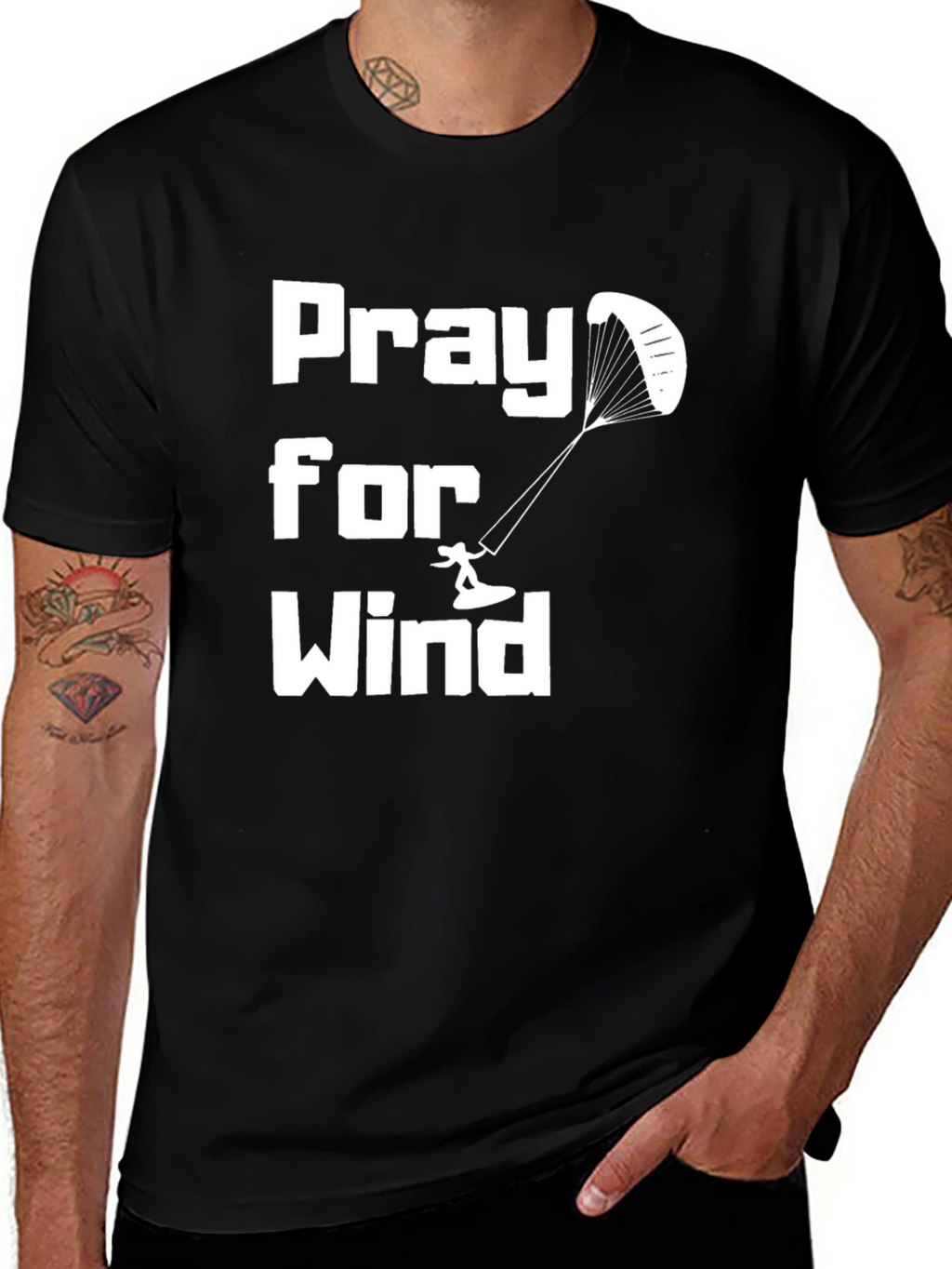 Pray for Wind Kitesurfing Black Tee