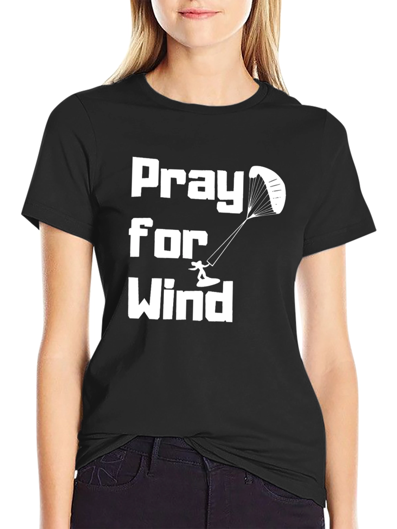 Pray for Wind Kitesurfing Black Tee