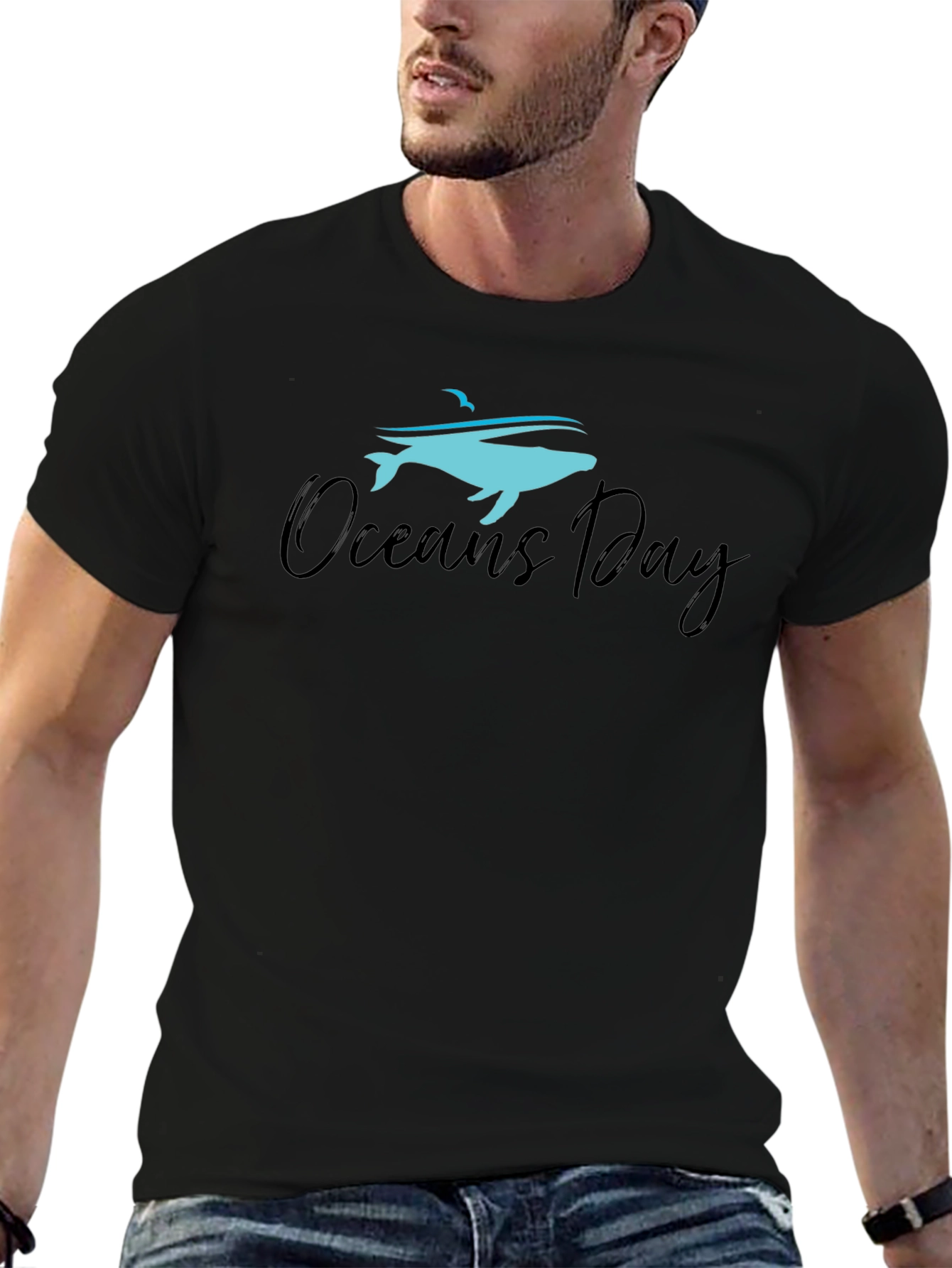 Oceans Day Graphic T-Shirt - Black