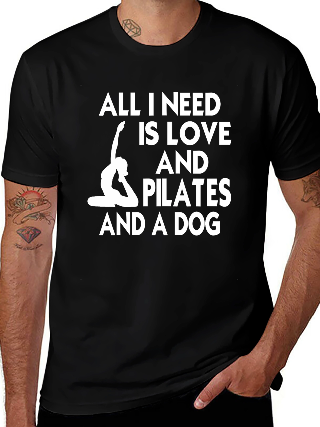 Pilates Love Dog Graphic Tee - Black
