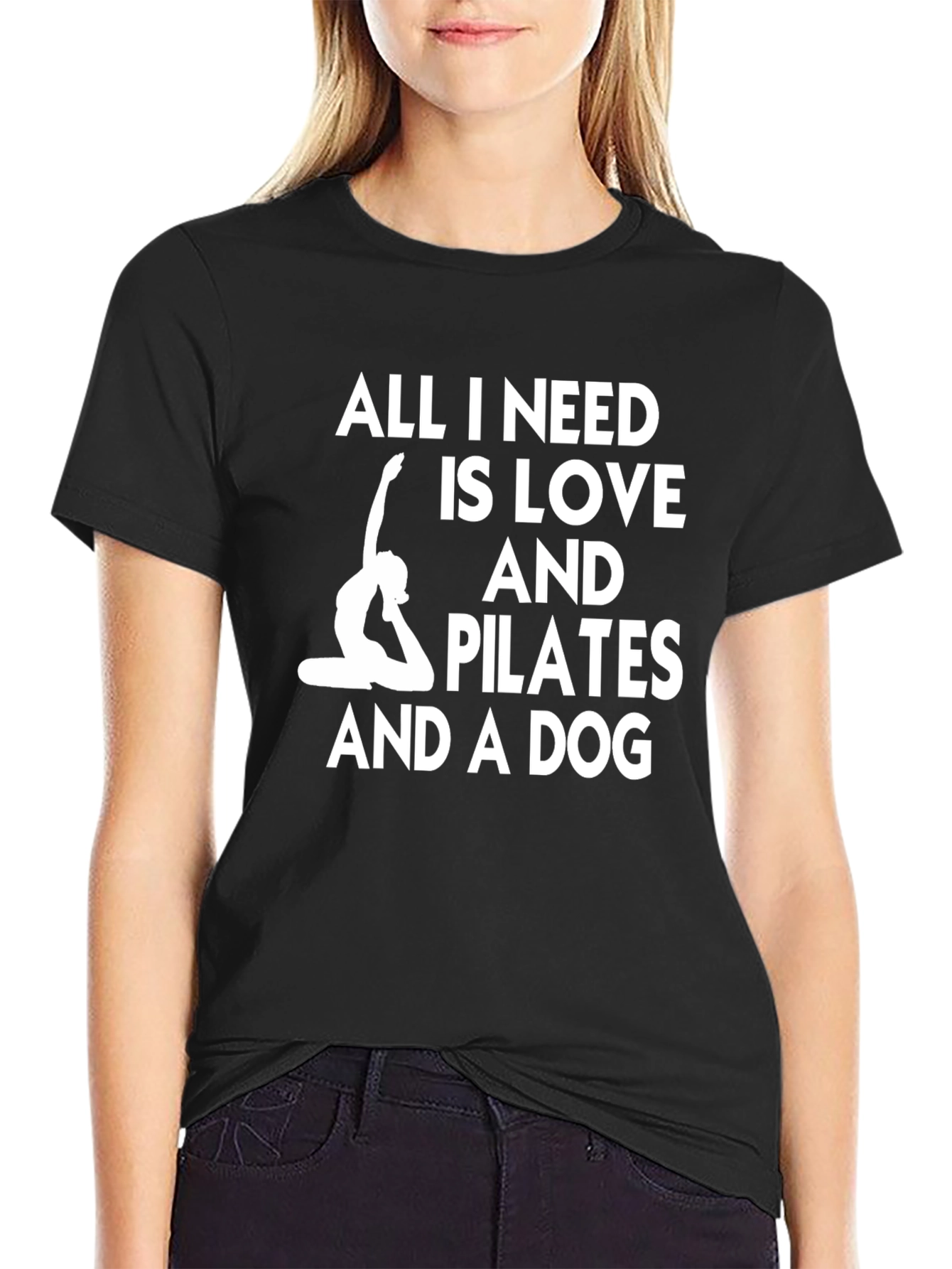 Pilates Love Dog Graphic Tee - Black