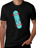 Cute Skateboard Graphic Tee - Black