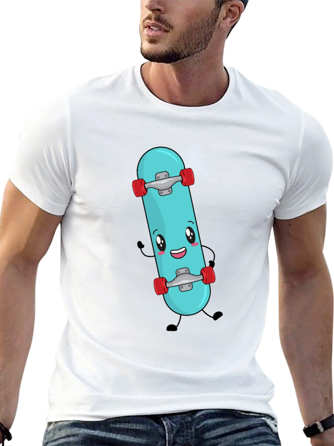 Cute Skateboard Graphic Tee - Black