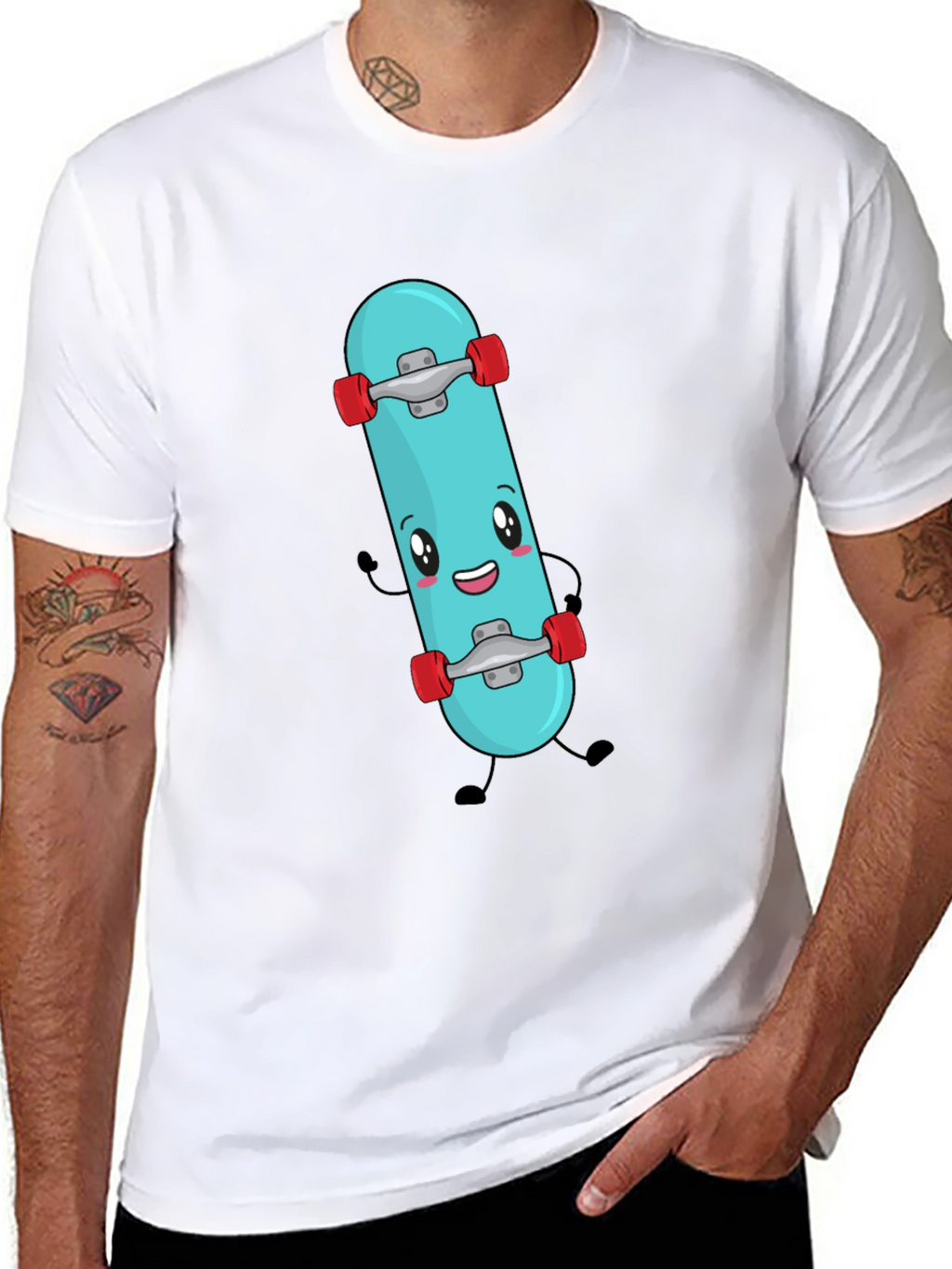 Cute Skateboard Graphic Tee - Black