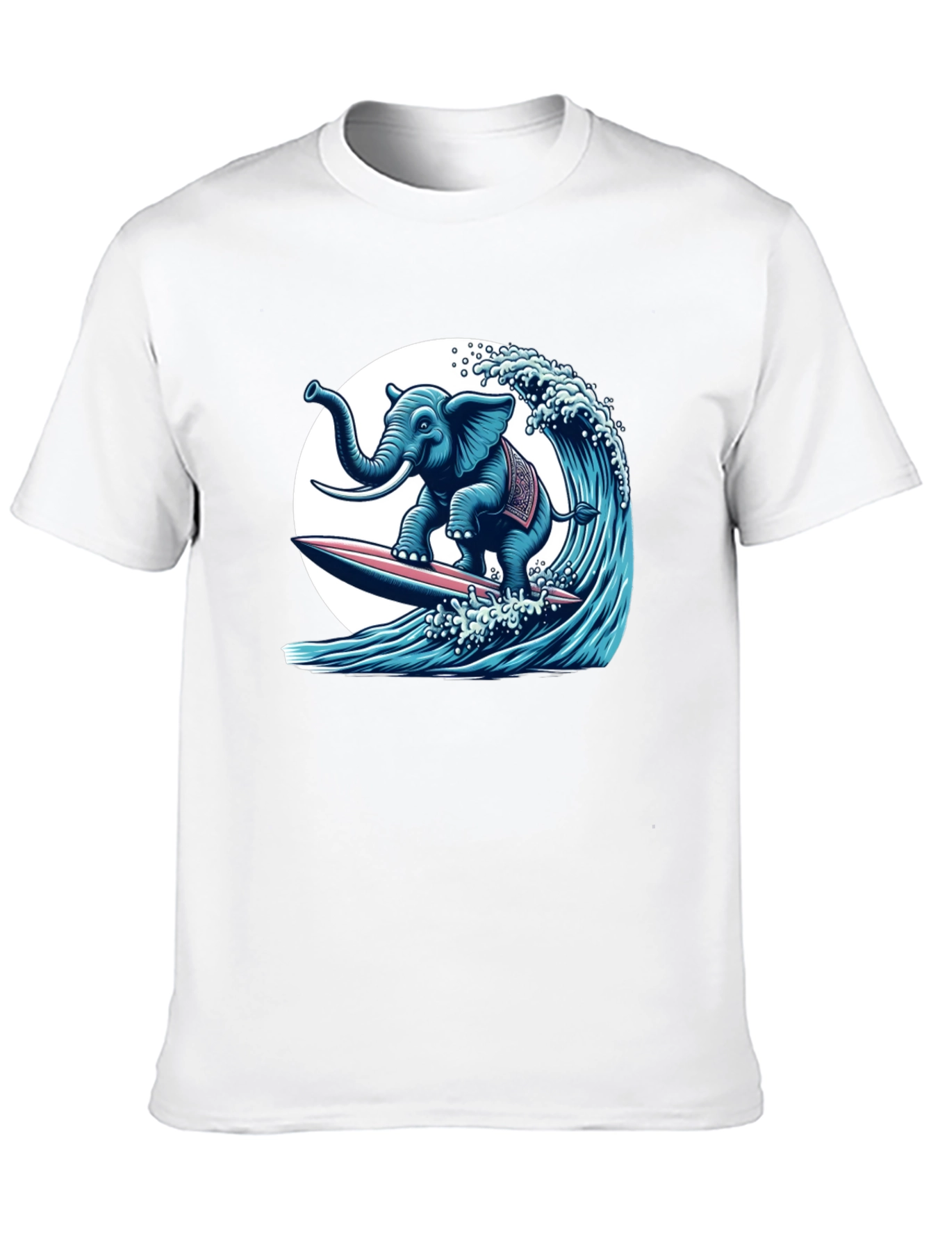 Elephant Surfing Wave Graphic Tee - Cool Design