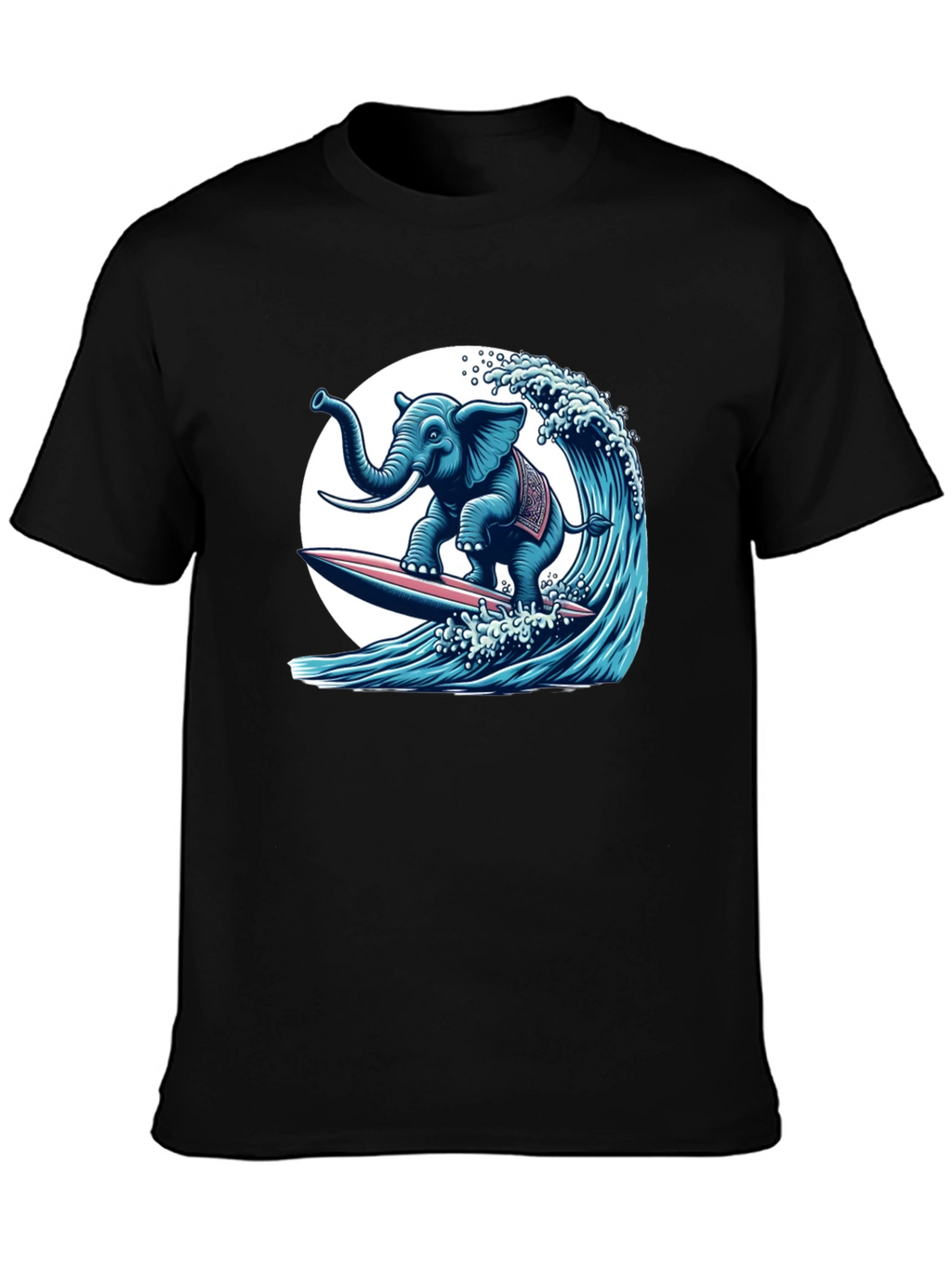 Elephant Surfing Wave Graphic Tee - Cool Design