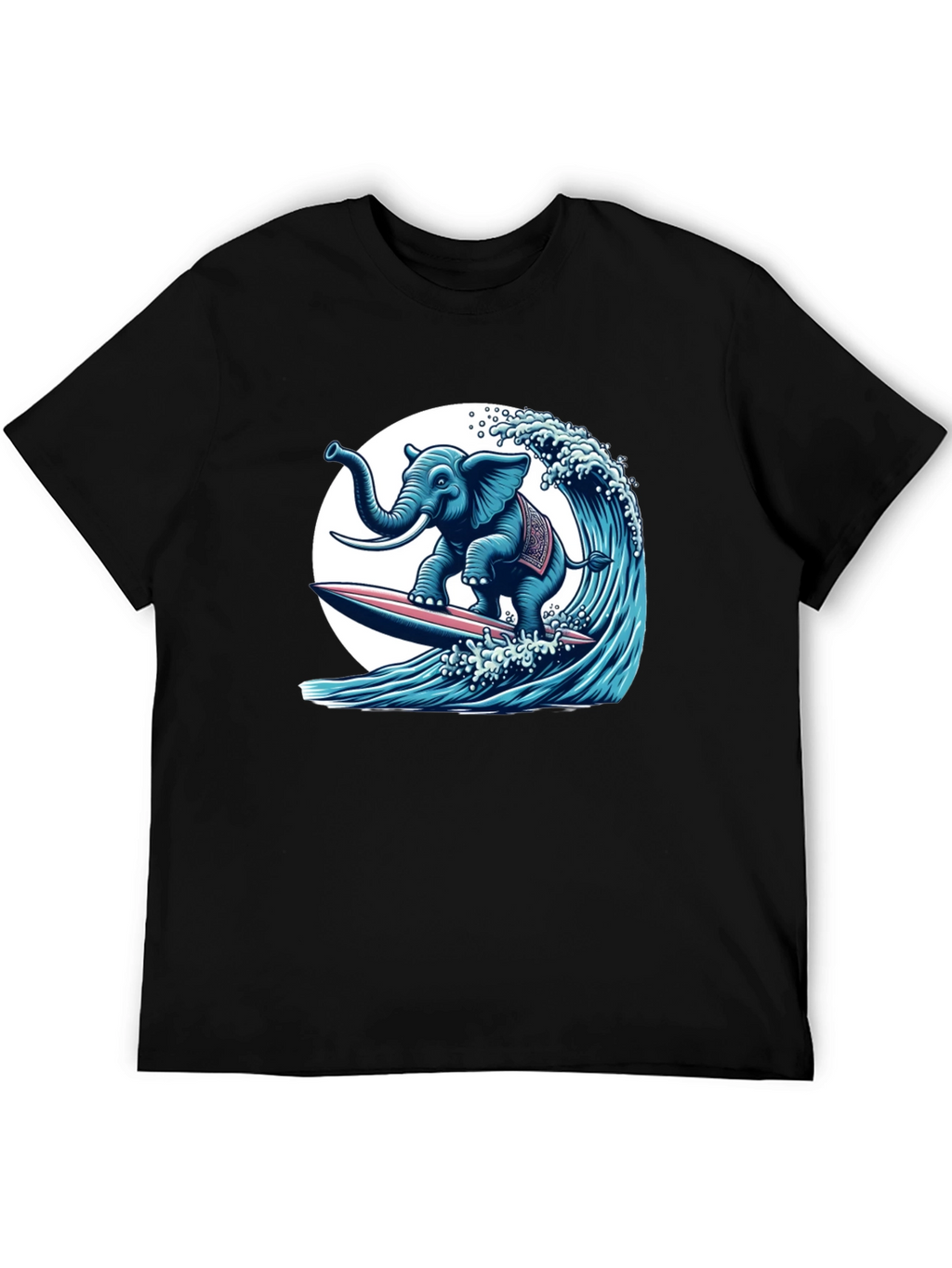 Elephant Surfing Wave Graphic Tee - Cool Design