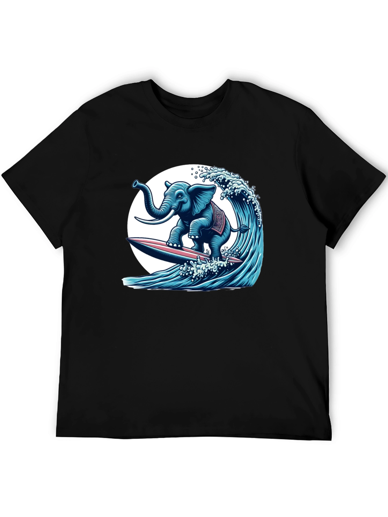 Elephant Surfing Wave Graphic Tee - Cool Design