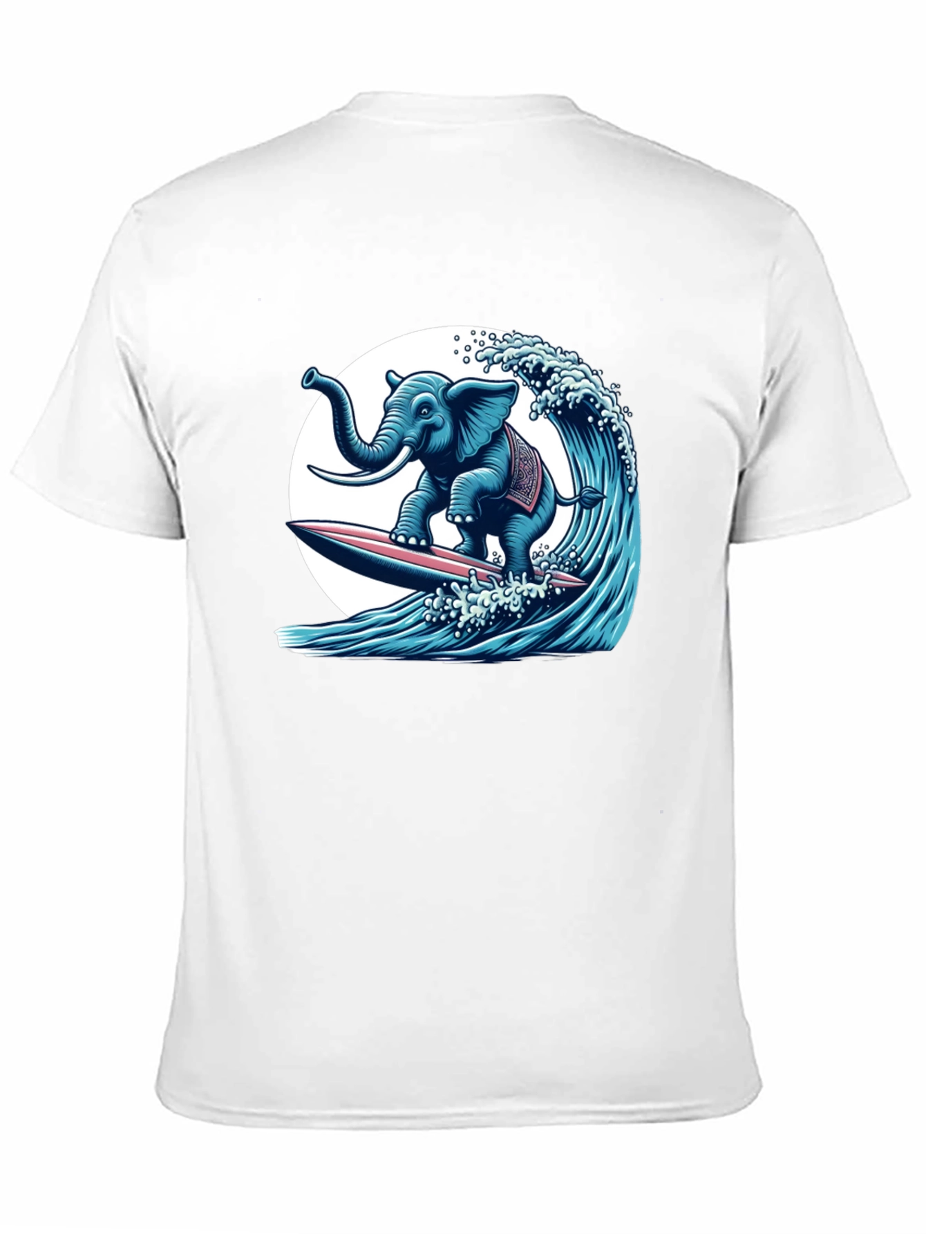 Elephant Surfing Wave Graphic Tee - Cool Design