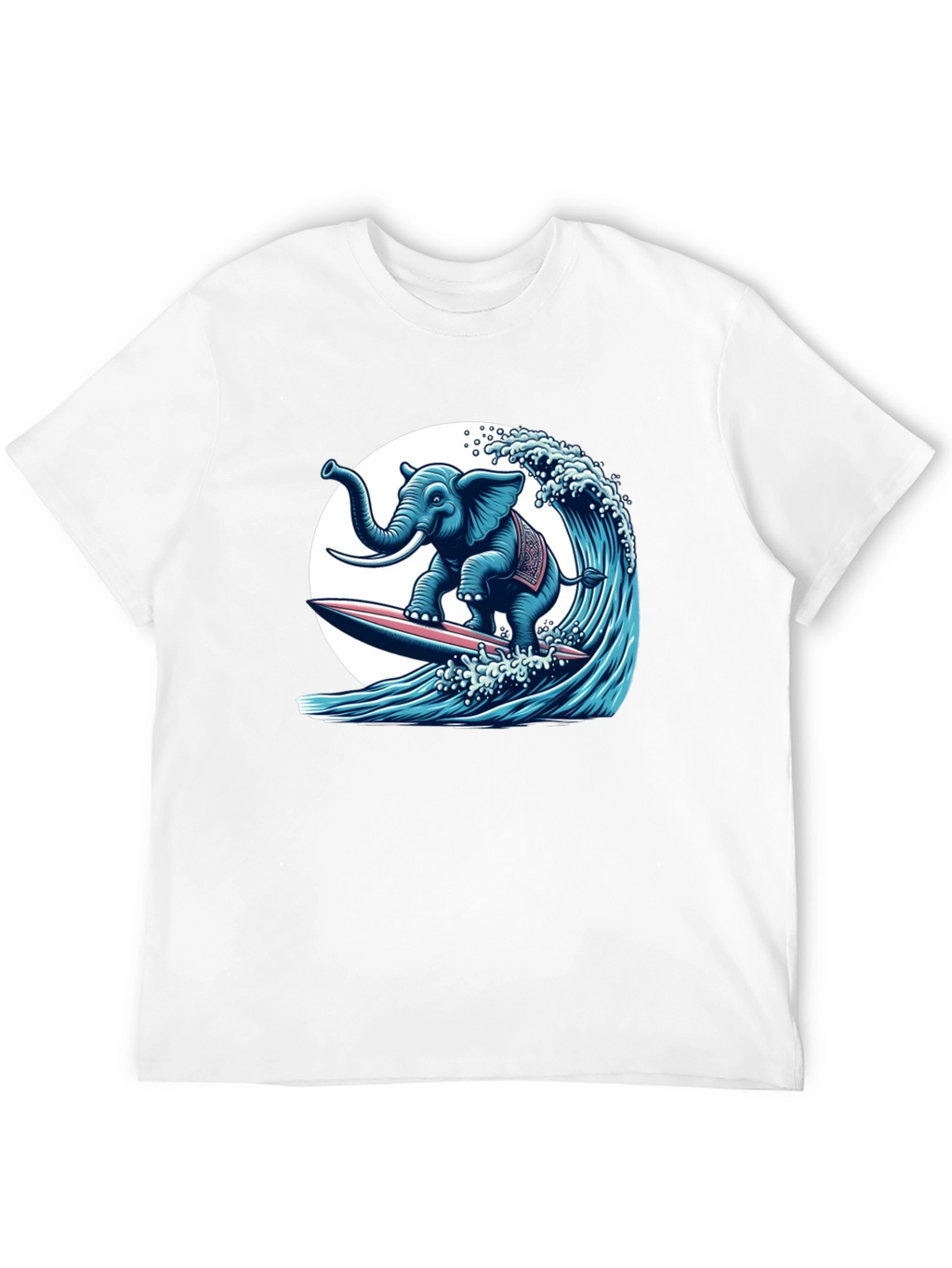 Elephant Surfing Wave Graphic Tee - Cool Design