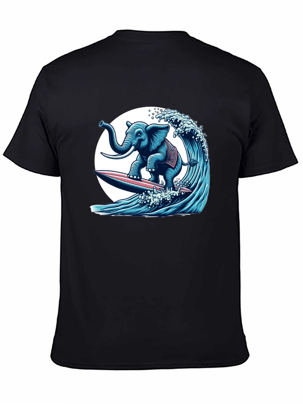 Elephant Surfing Wave Graphic Tee - Cool Design