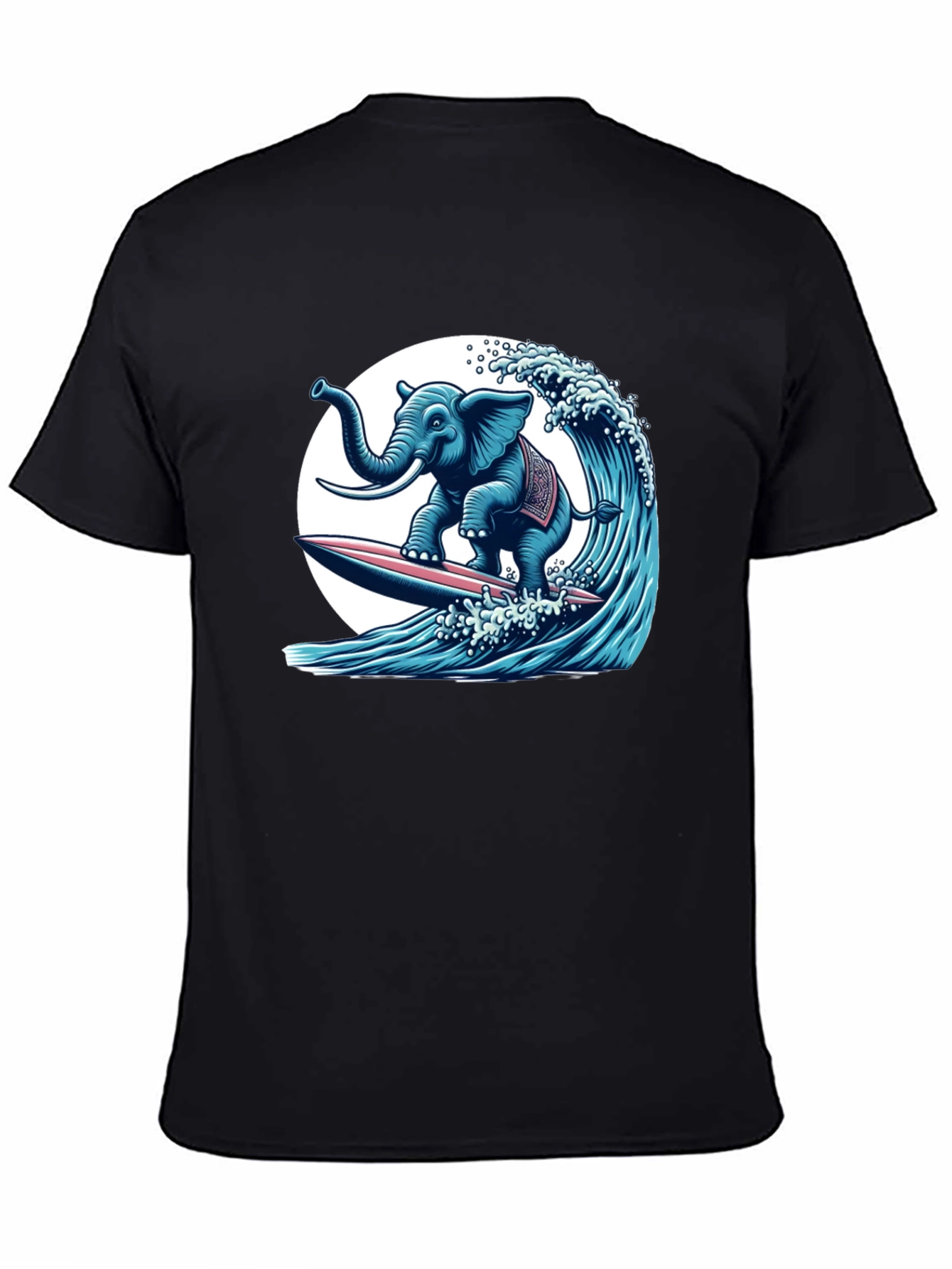 Elephant Surfing Wave Graphic Tee - Cool Design