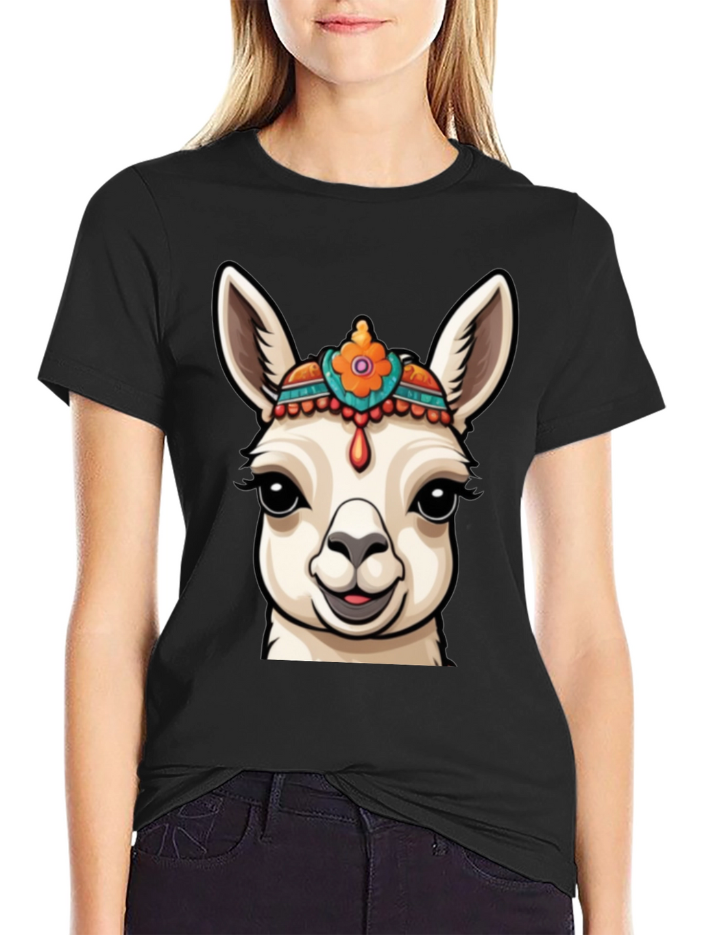 Llama Head Graphic Tee - Unique Animal Print