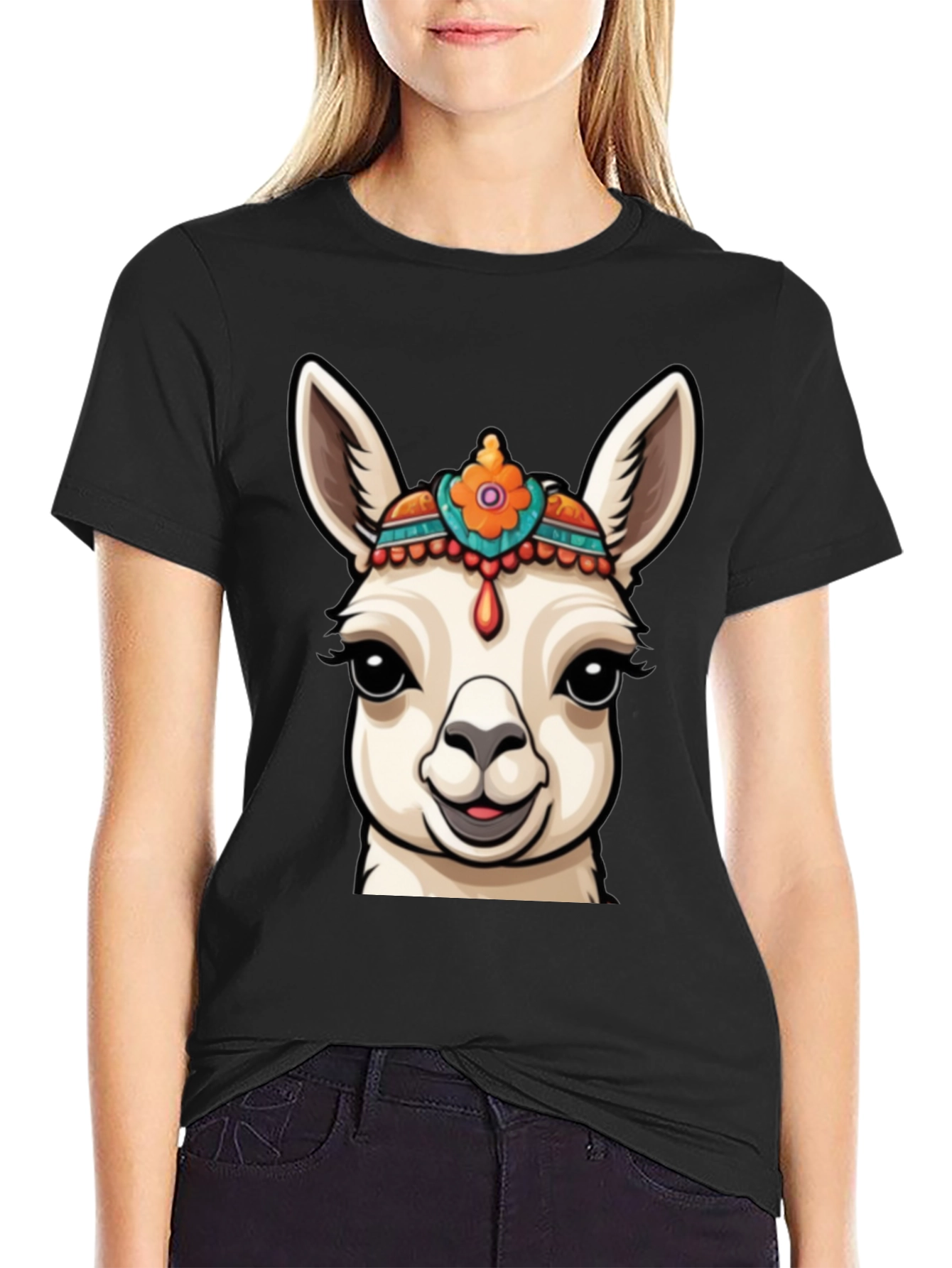 Llama Head Graphic Tee - Unique Animal Print