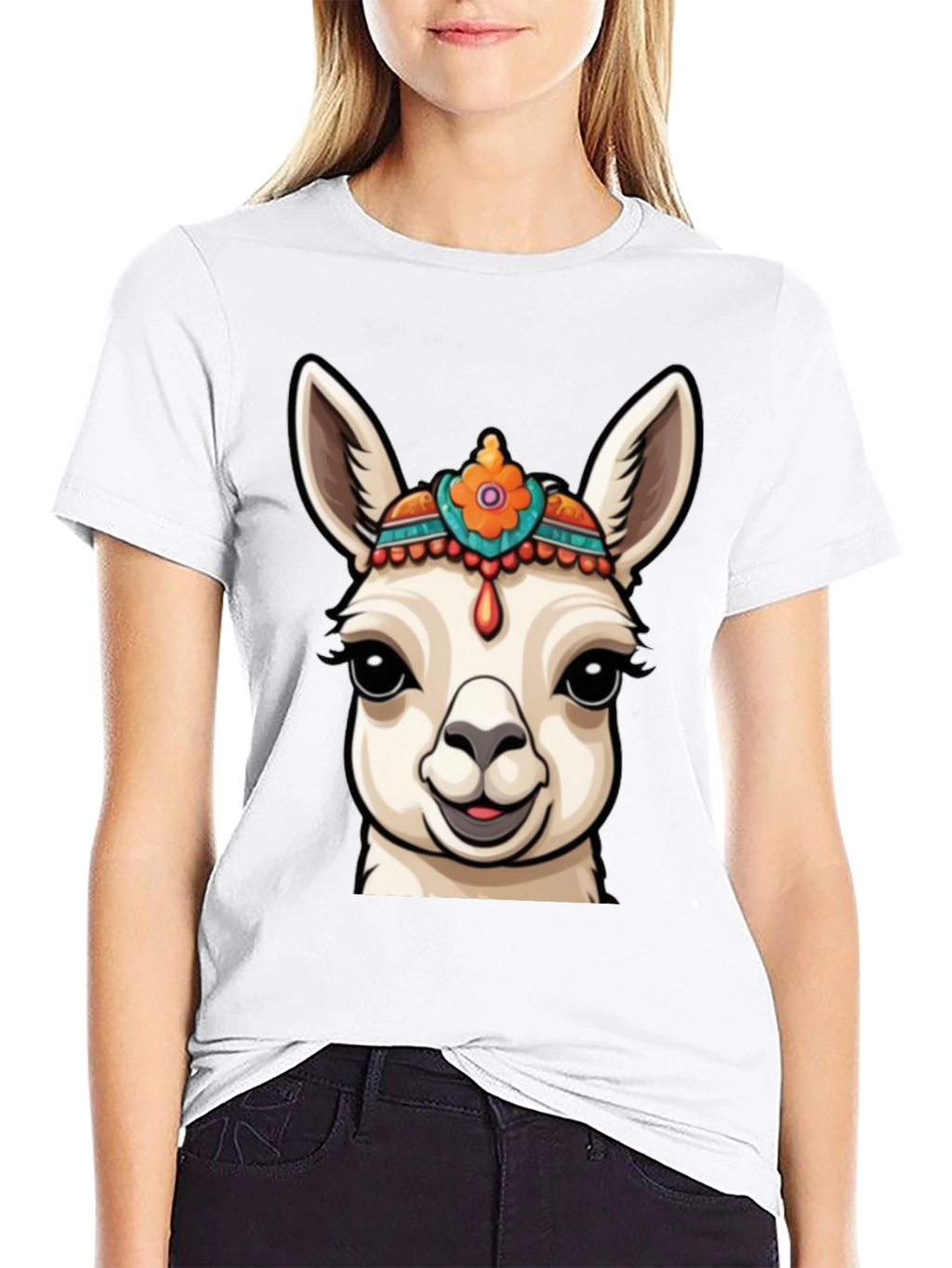 Llama Head Graphic Tee - Unique Animal Print
