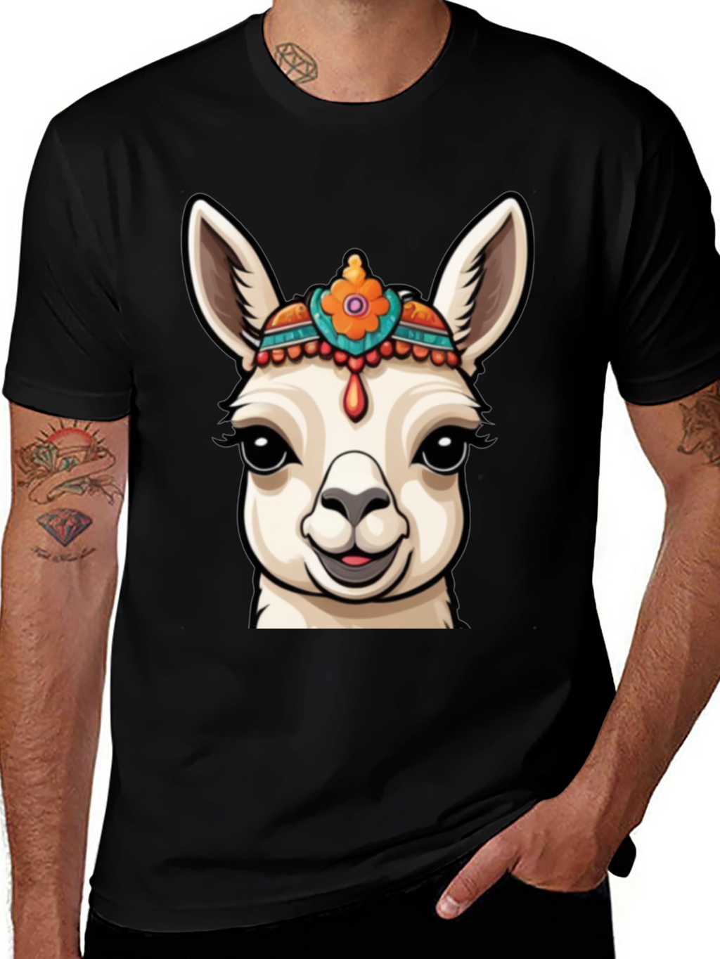 Llama Head Graphic Tee - Unique Animal Print