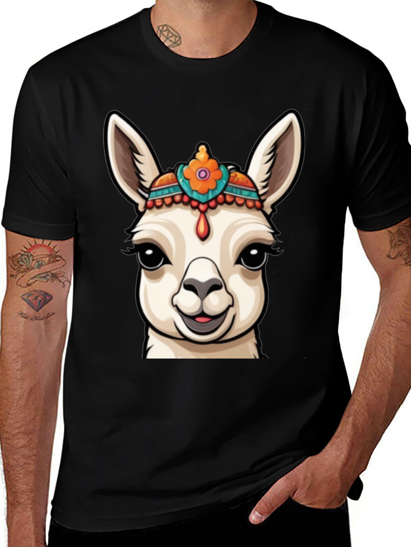 Llama Head Graphic Tee - Unique Animal Print