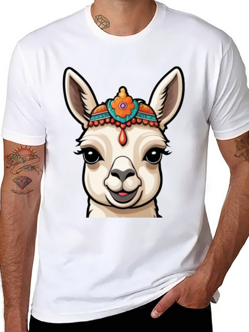 Llama Head Graphic Tee - Unique Animal Print