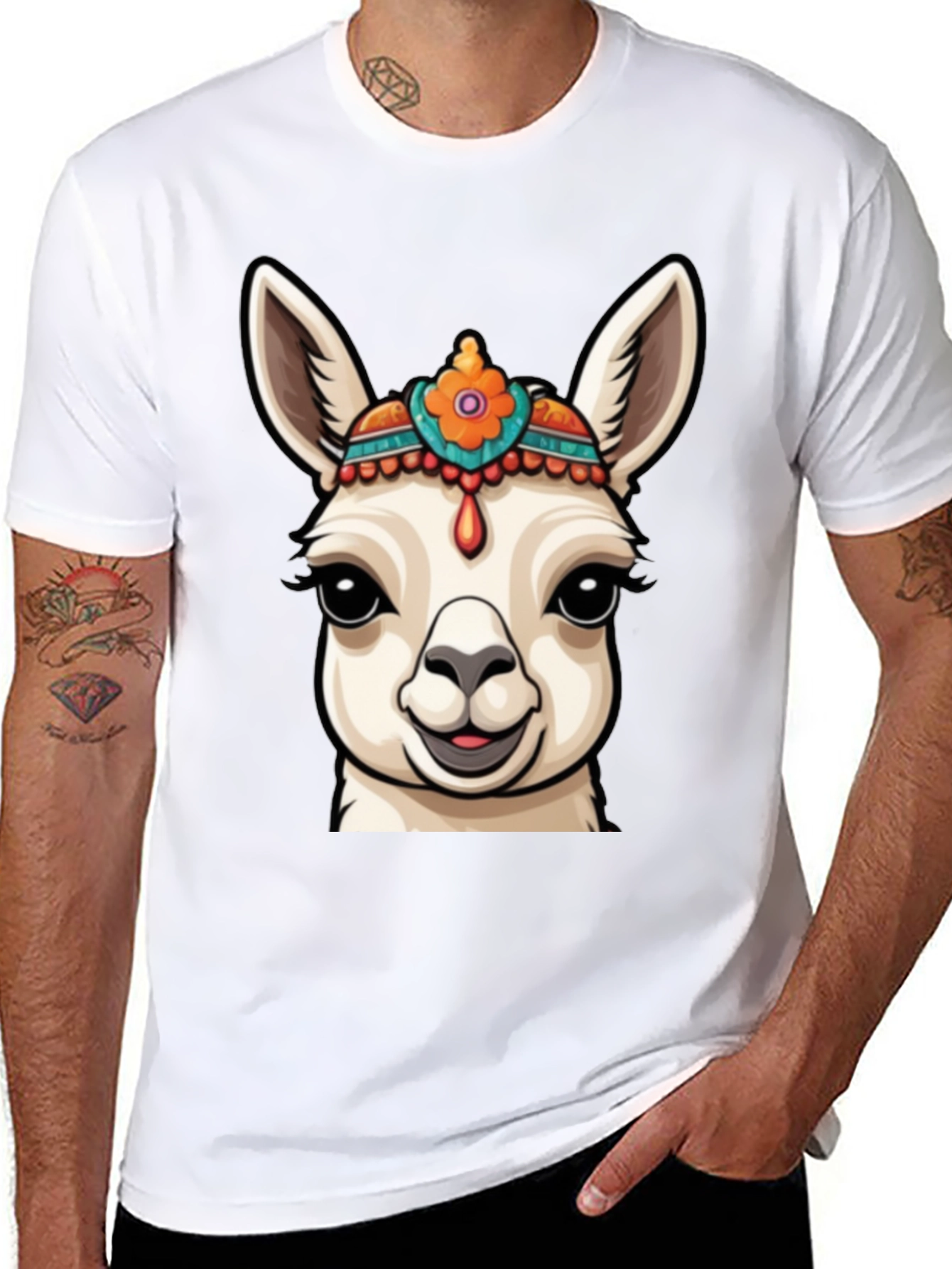 Llama Head Graphic Tee - Unique Animal Print