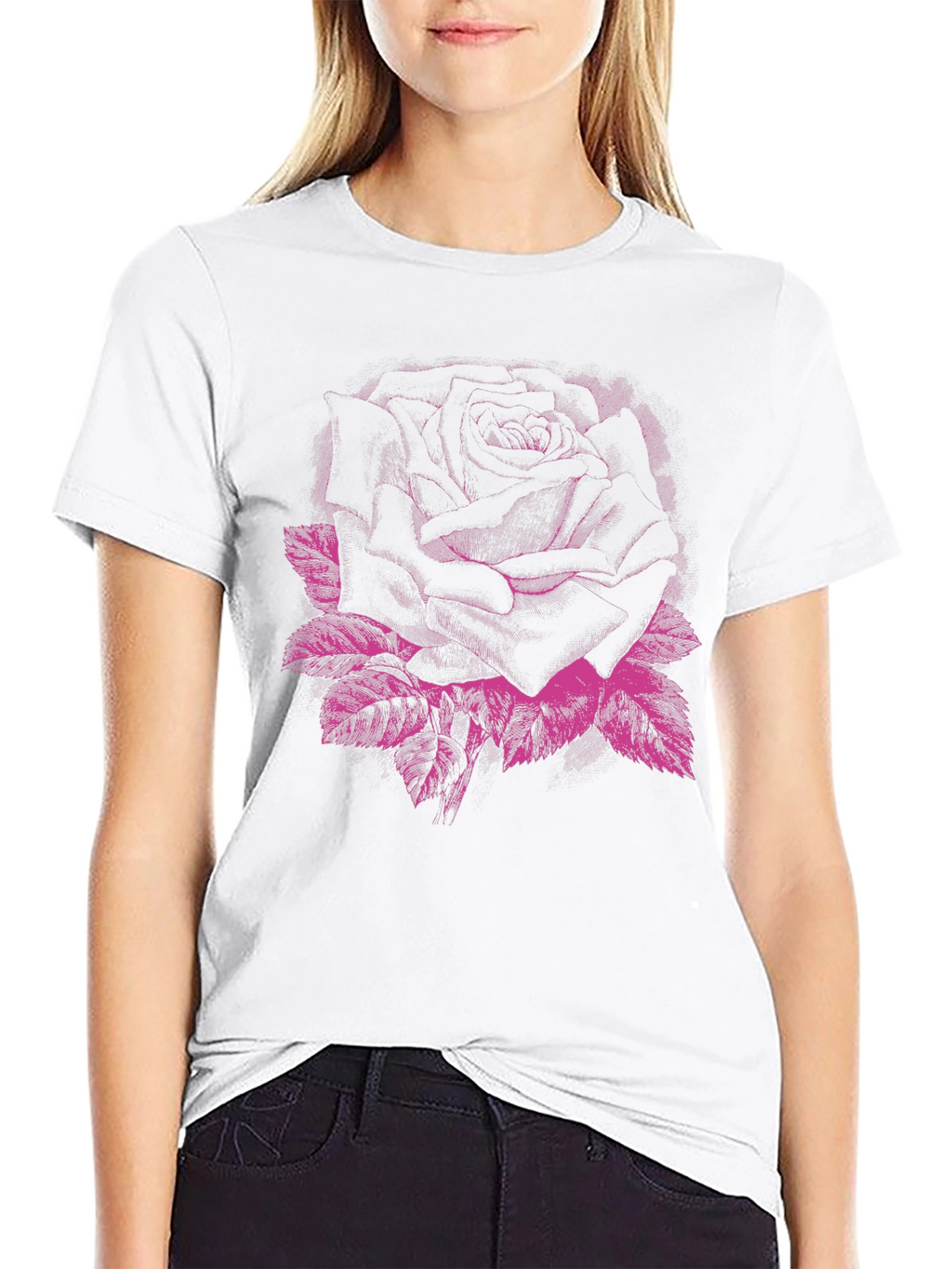 Black Rose Graphic Tee - Edgy Floral Design