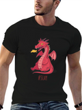 Dragon Slay Graphic Tee - Black Cotton T-Shirt