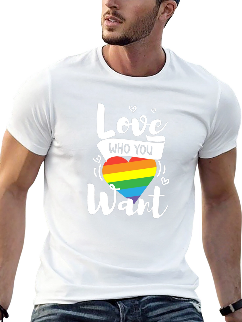 Love Who You Want Rainbow Heart Graphic T-Shirt
