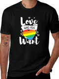 Love Who You Want Rainbow Heart Graphic T-Shirt