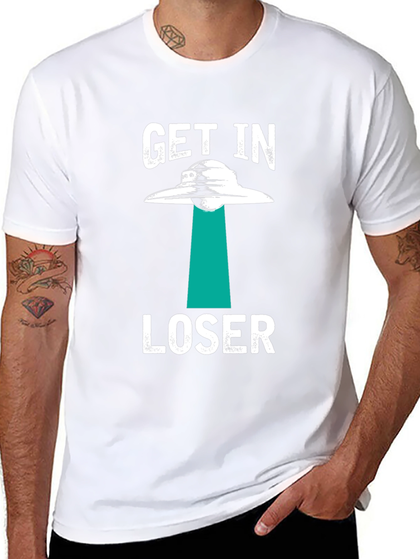 Get In Loser Alien Abduction Graphic T-Shirt