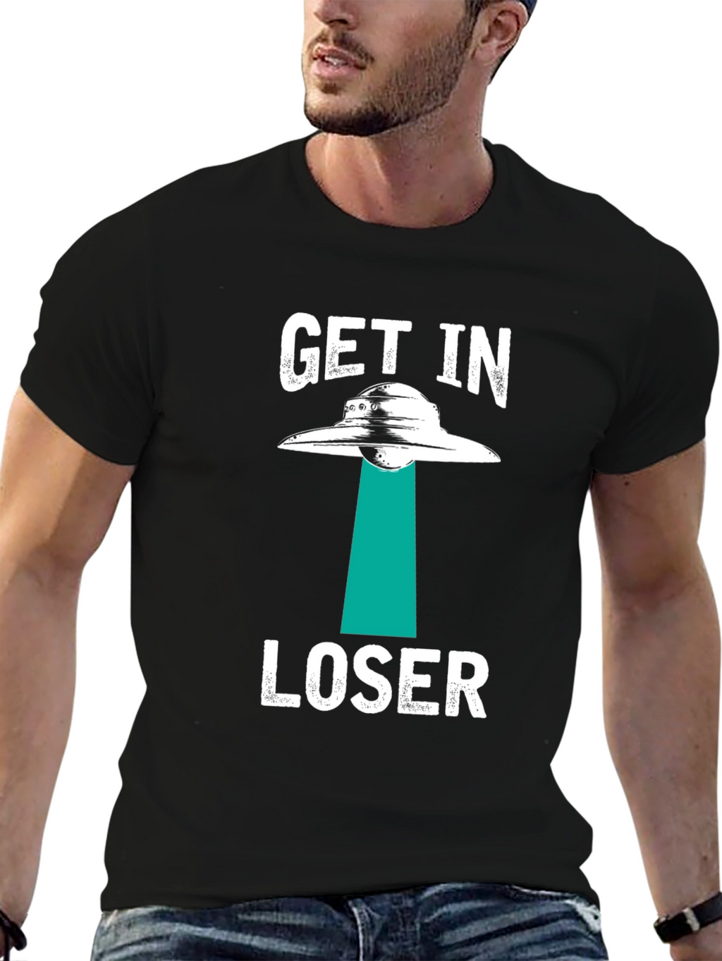 Get In Loser Alien Abduction Graphic T-Shirt