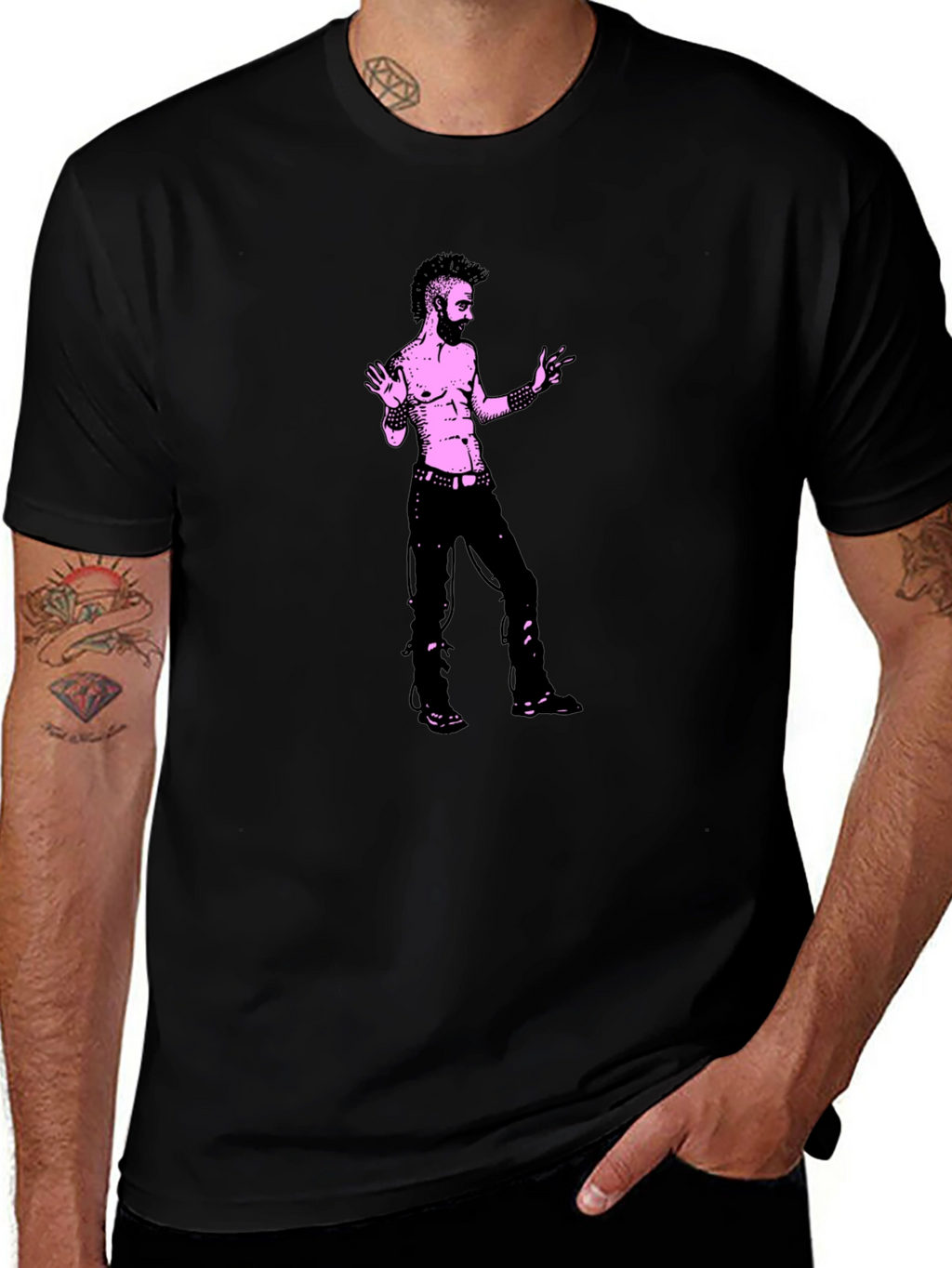 Edgy Graphic Tee - Black Cotton T-Shirt