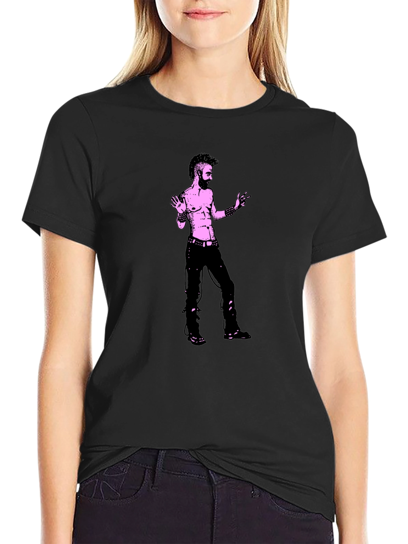 Edgy Graphic Tee - Black Cotton T-Shirt