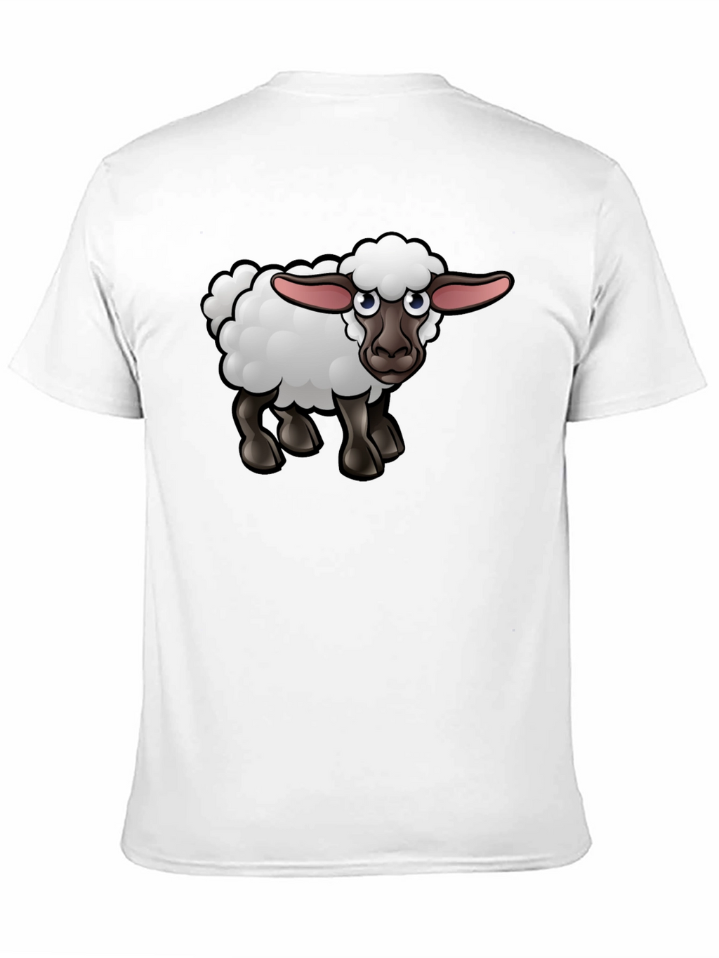 Cartoon Sheep Graphic Tee - Black Cotton Shirt