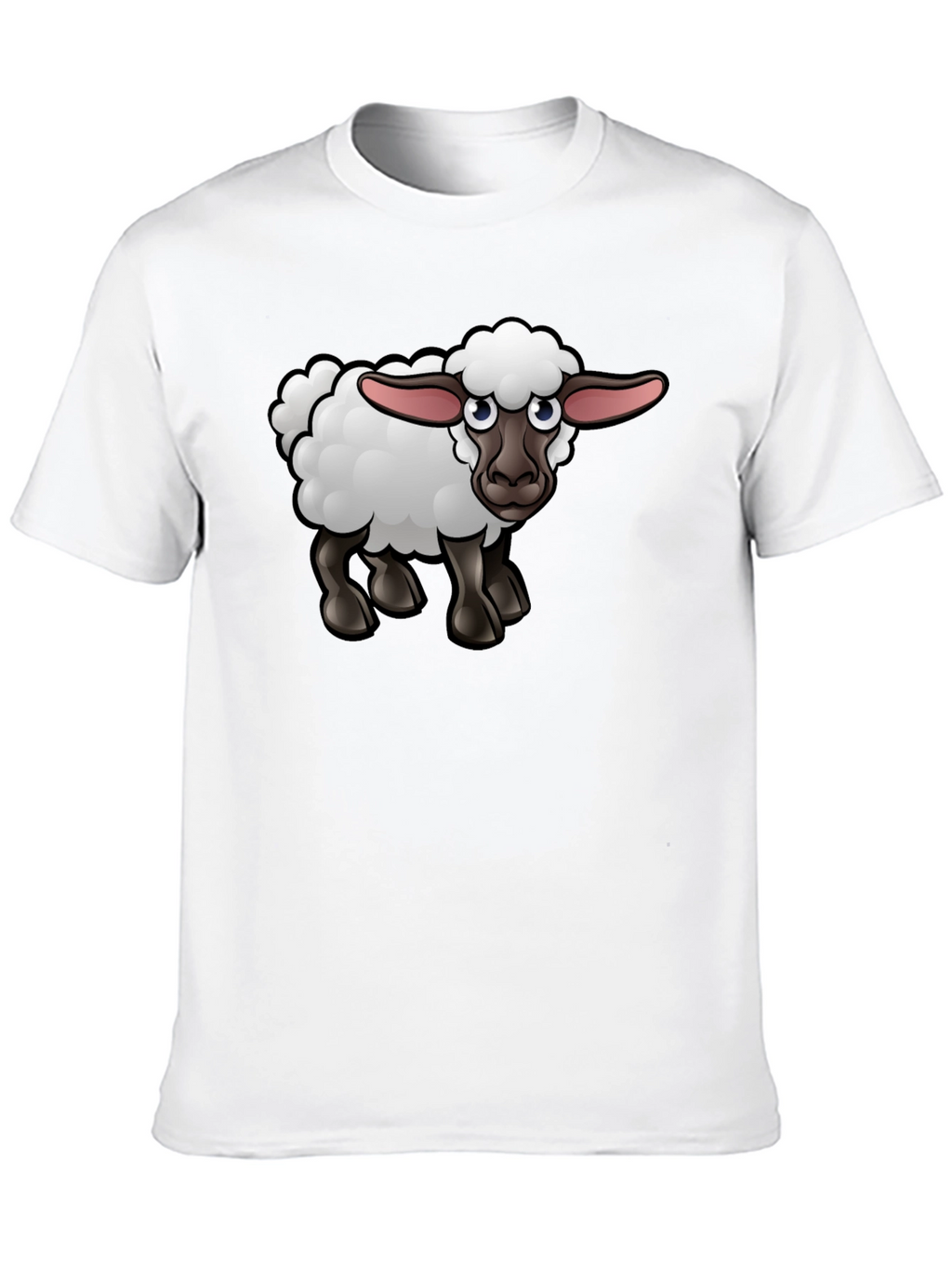 Cartoon Sheep Graphic Tee - Black Cotton Shirt