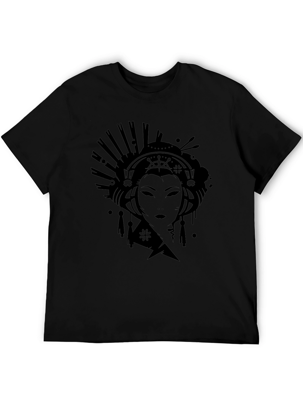 Geisha Graphic Print Black T-Shirt