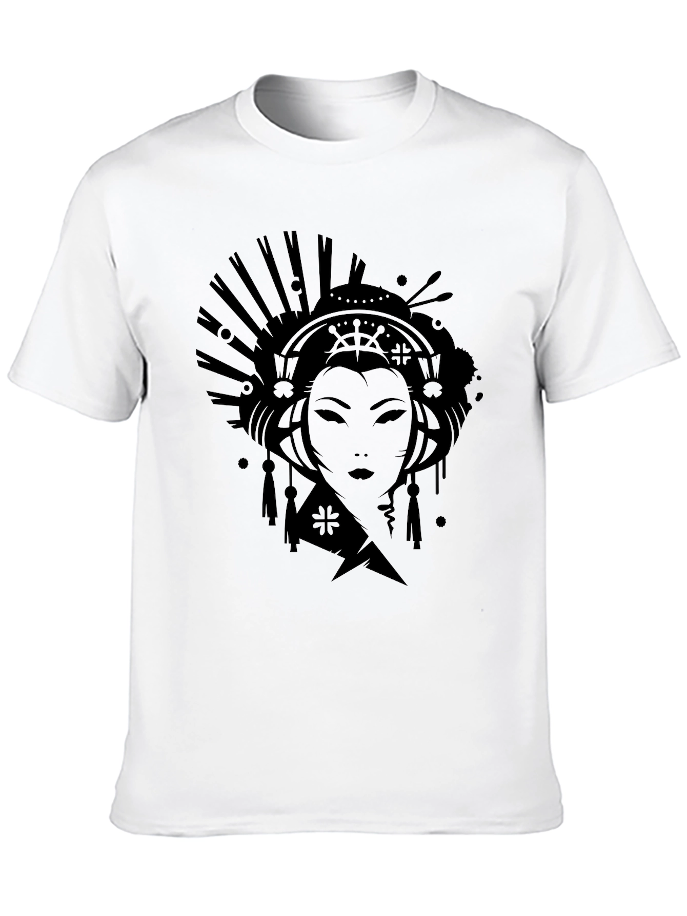 Geisha Graphic Print Black T-Shirt