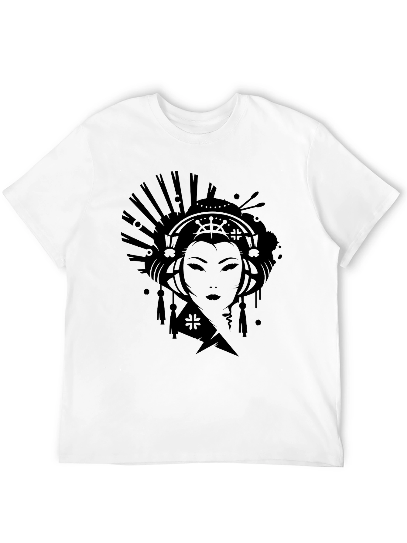 Geisha Graphic Print Black T-Shirt