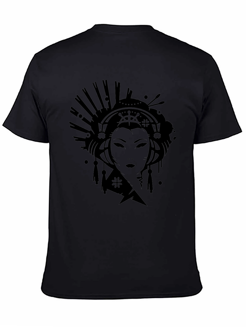 Geisha Graphic Print Black T-Shirt